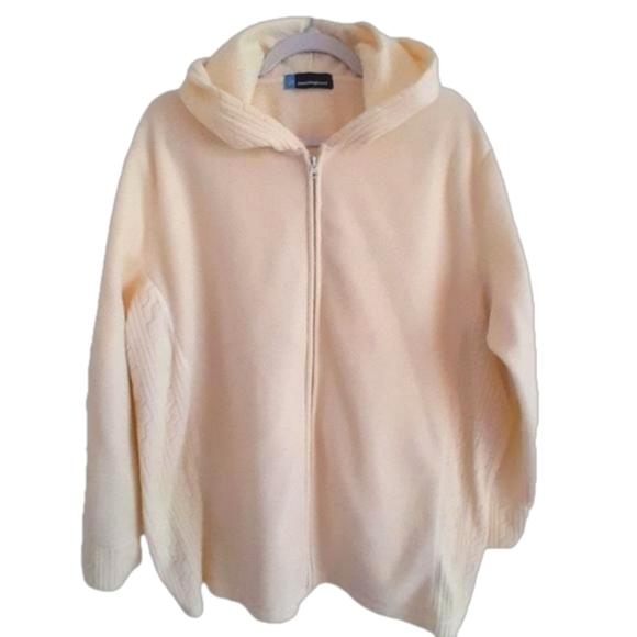 PENNINGTONS Polar Fleece Front Zip Hoodie Creamy White SZ 3X LIKE NEW - Picture 2 of 14